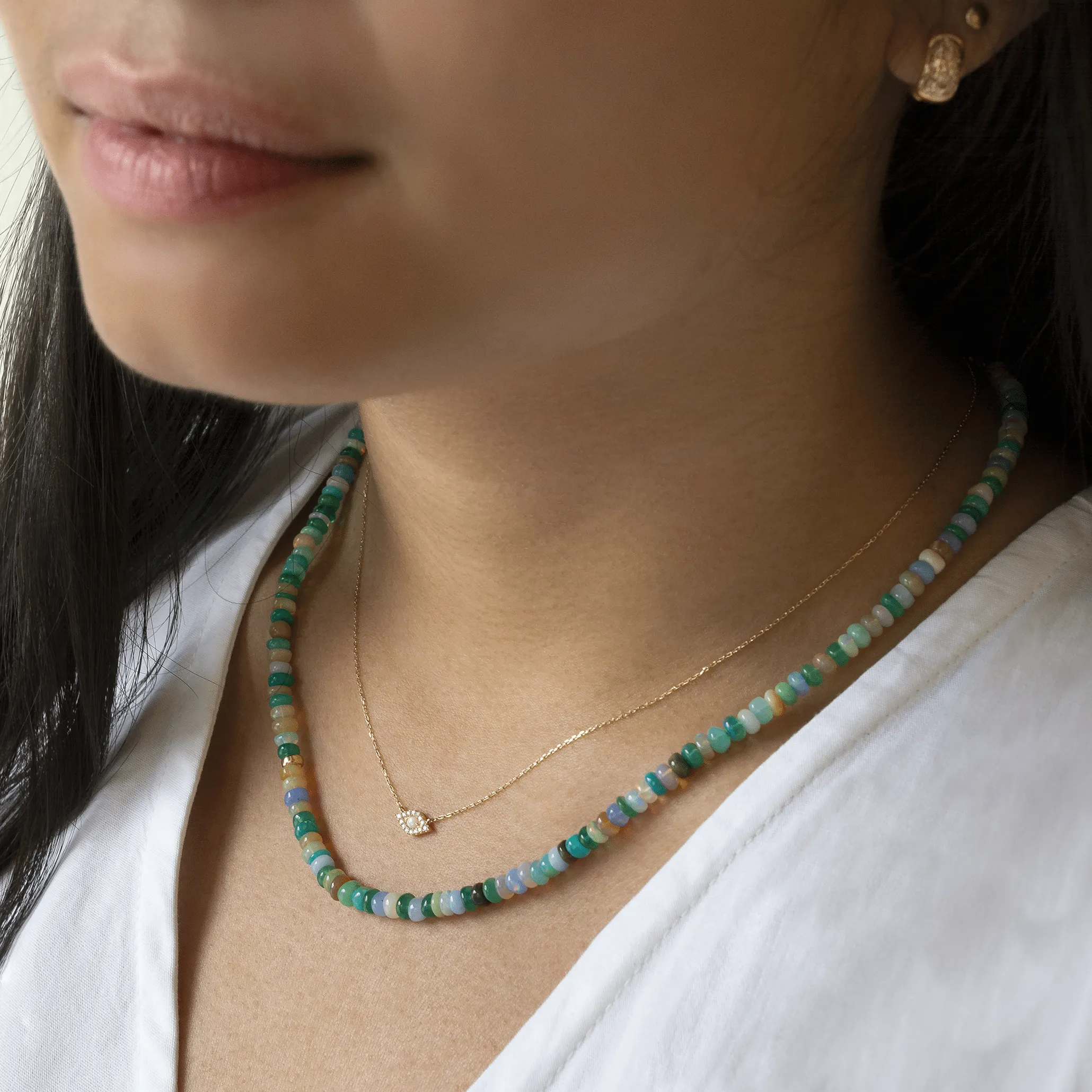 Multi Green & Blue Opal Necklace