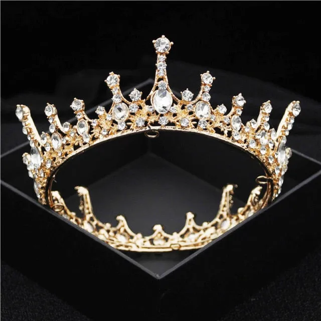 Multiple Colors Full Round Crystal Queen Crown