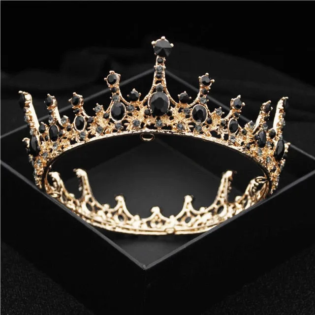 Multiple Colors Full Round Crystal Queen Crown