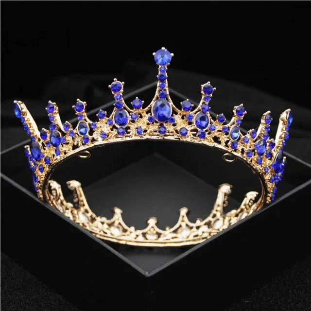 Multiple Colors Full Round Crystal Queen Crown