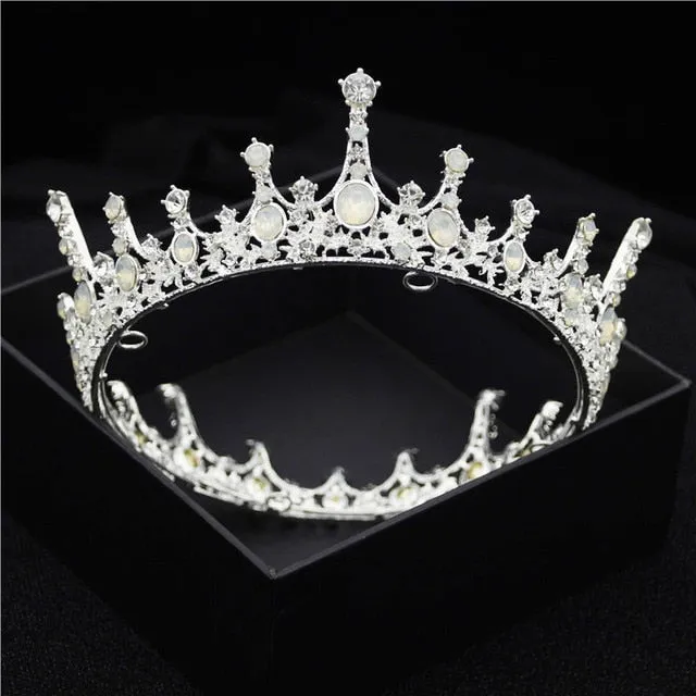 Multiple Colors Full Round Crystal Queen Crown