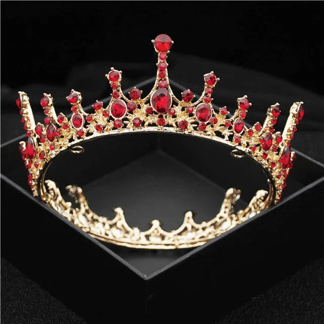 Multiple Colors Full Round Crystal Queen Crown