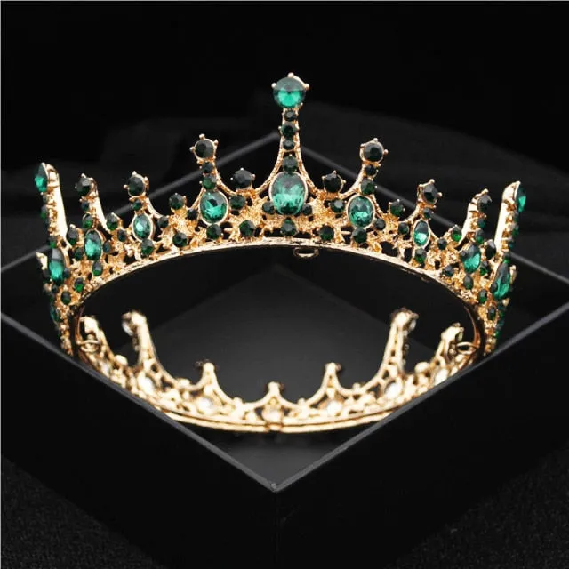 Multiple Colors Full Round Crystal Queen Crown