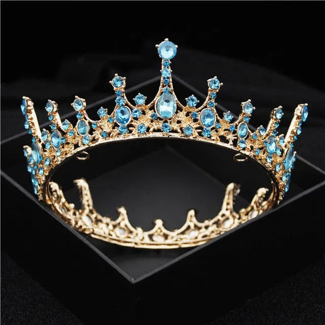 Multiple Colors Full Round Crystal Queen Crown