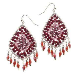 Nakamol Garnet Czech Crystals Teardrop Earrings