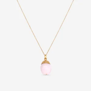 Nanis Dancing in the Rain 18K Yellow Gold Pink Opal & Diamond Pendant Necklace CS20-575