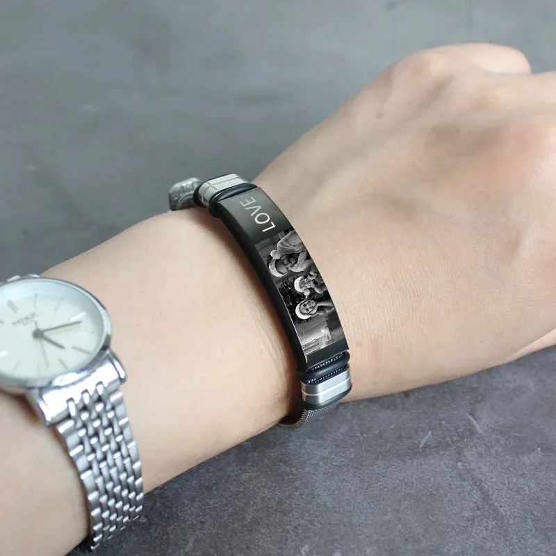 New custom photo bracelet, titanium steel non-rust material, men's bracelet, can be customized, family, friends photos