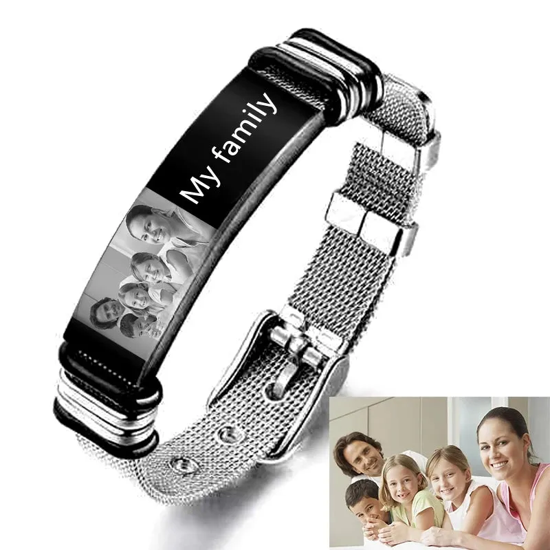 New custom photo bracelet, titanium steel non-rust material, men's bracelet, can be customized, family, friends photos