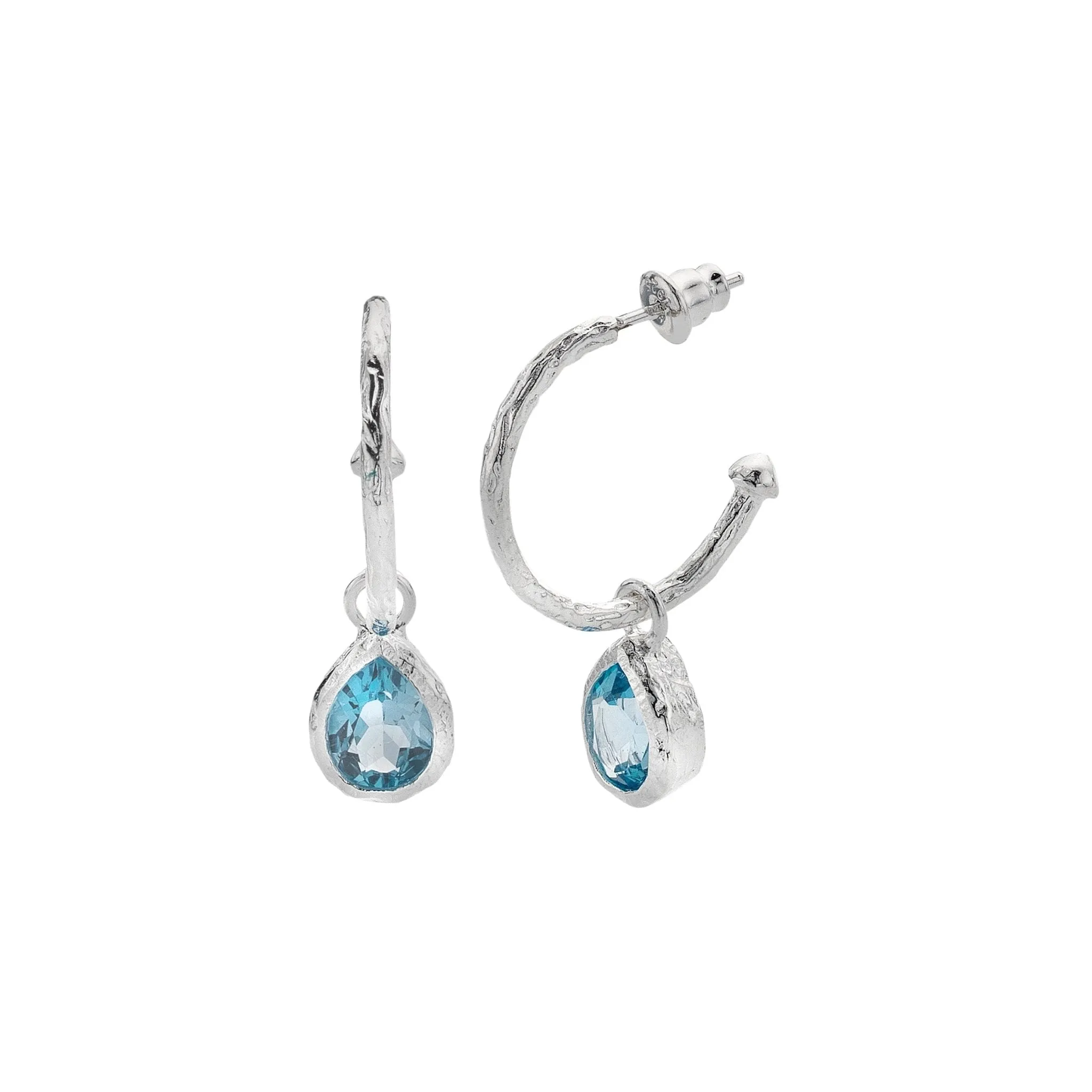 Ocean Droplet Topaz Hoops