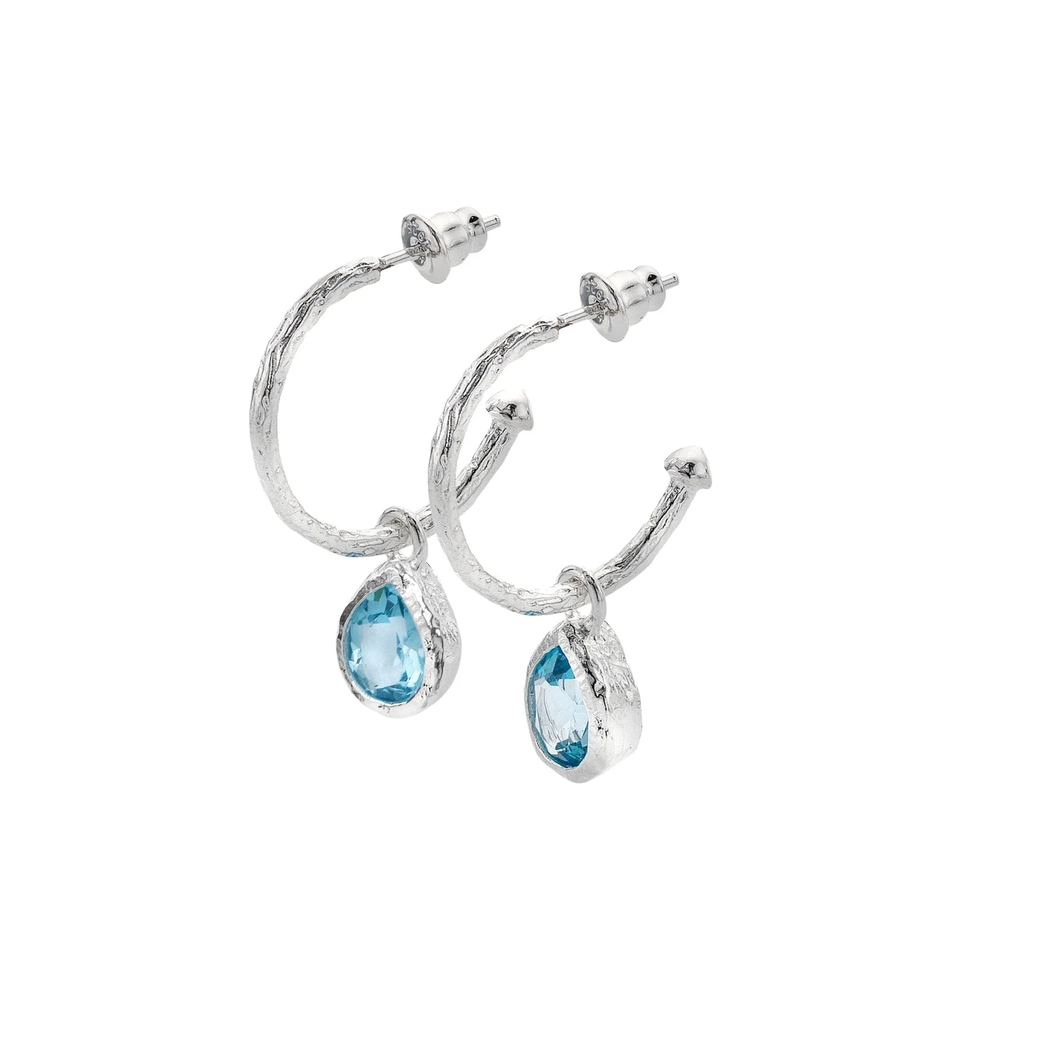 Ocean Droplet Topaz Hoops