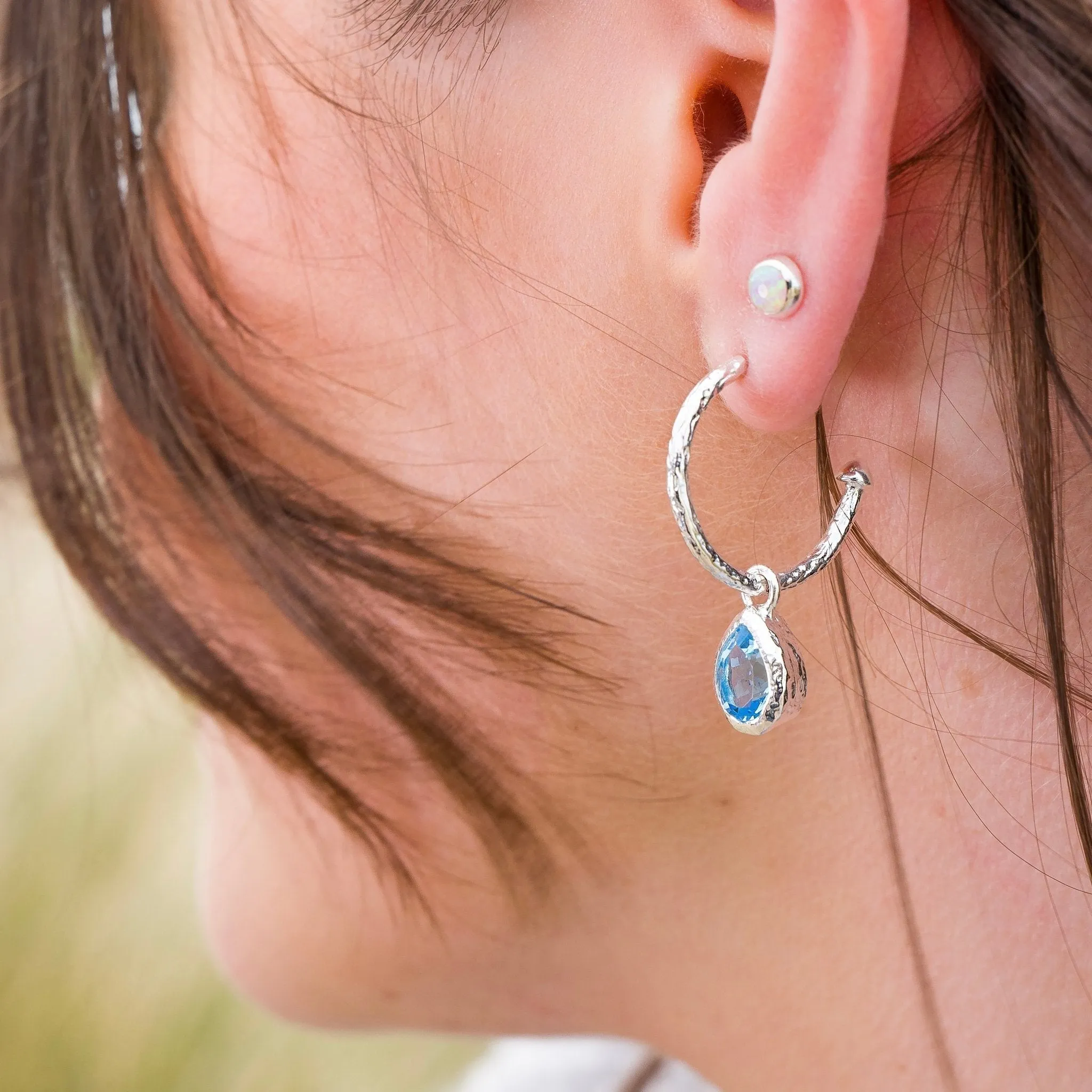 Ocean Droplet Topaz Hoops