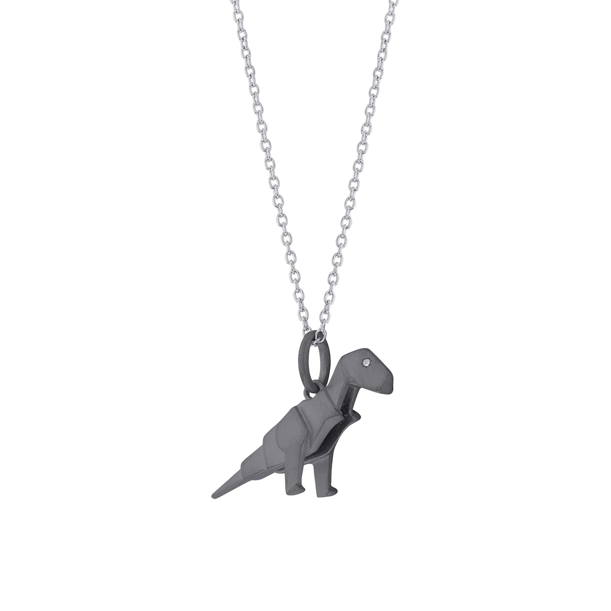 Origami T-Rex Diamond Necklace