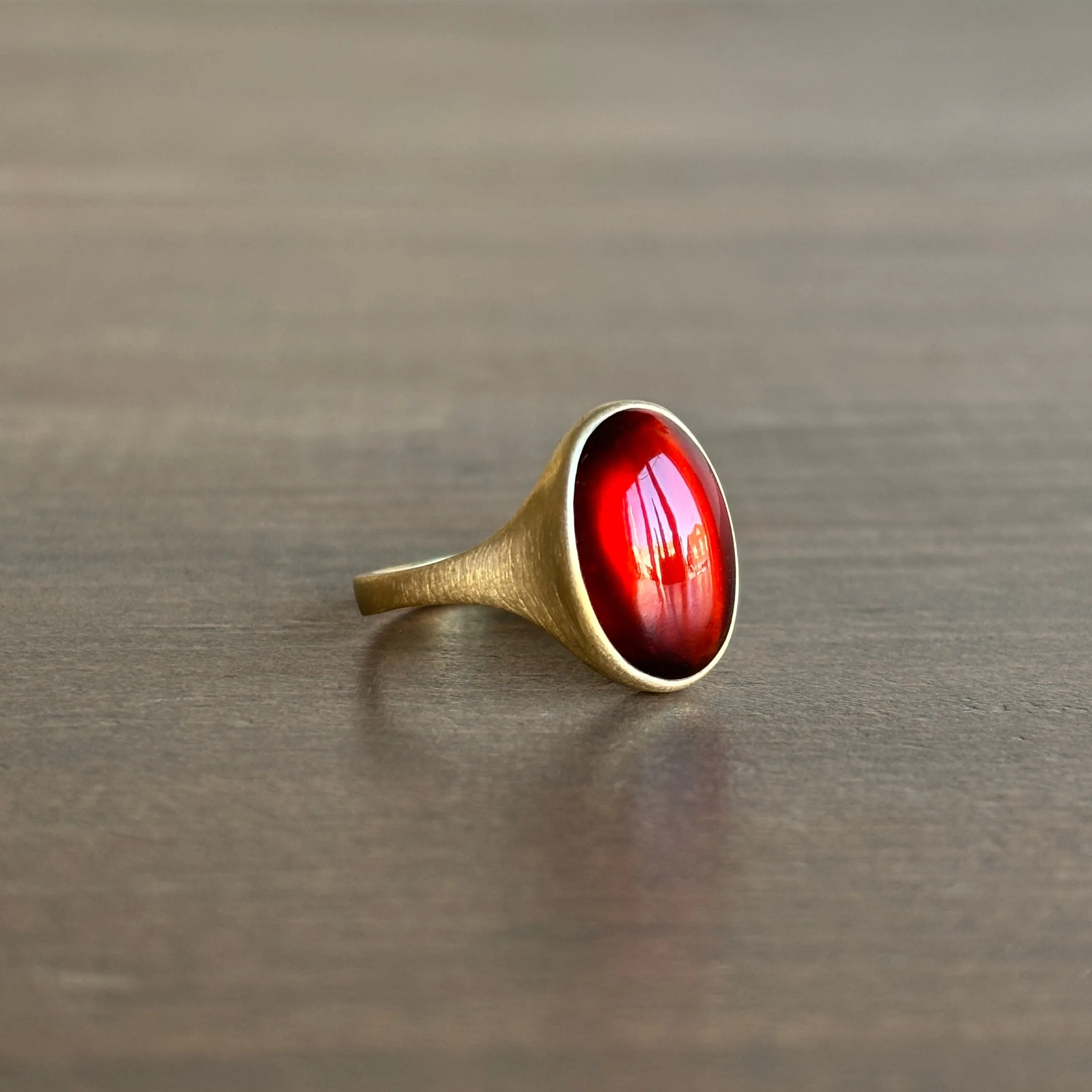 Oval North-South Garnet Cabochon Cast Ring