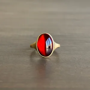 Oval North-South Garnet Cabochon Cast Ring