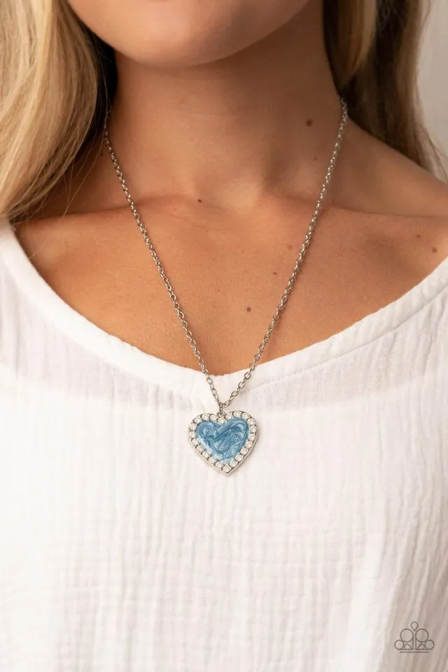 Paparazzi Necklace ~ Heart Full of Luster - Blue