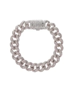 Pave Cuban Link Bracelet- Silver