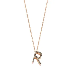 Pave Maxi Cube R Letter Chain Necklace