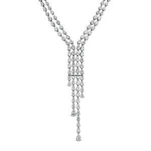 Pear Diamond Necklace 20.88 Carat TW 18k White Gold