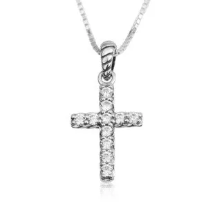 Pendant Cross - Sterling Silver & Zircon Gemstones