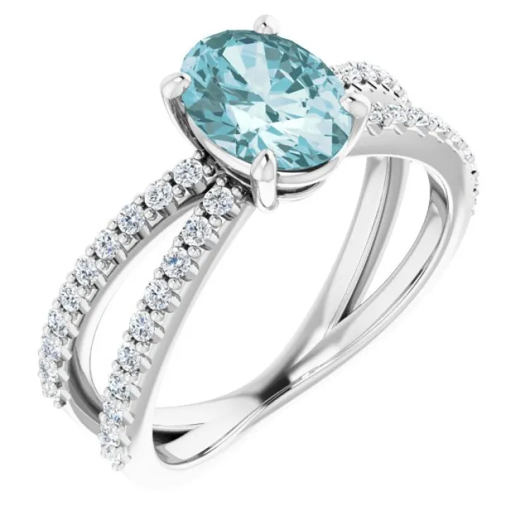 Platinum Natural Sky Blue Topaz & 1/3 CTW Natural Diamond Ring