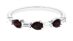 Real Garnet and Diamond East West Half Eternity Ring