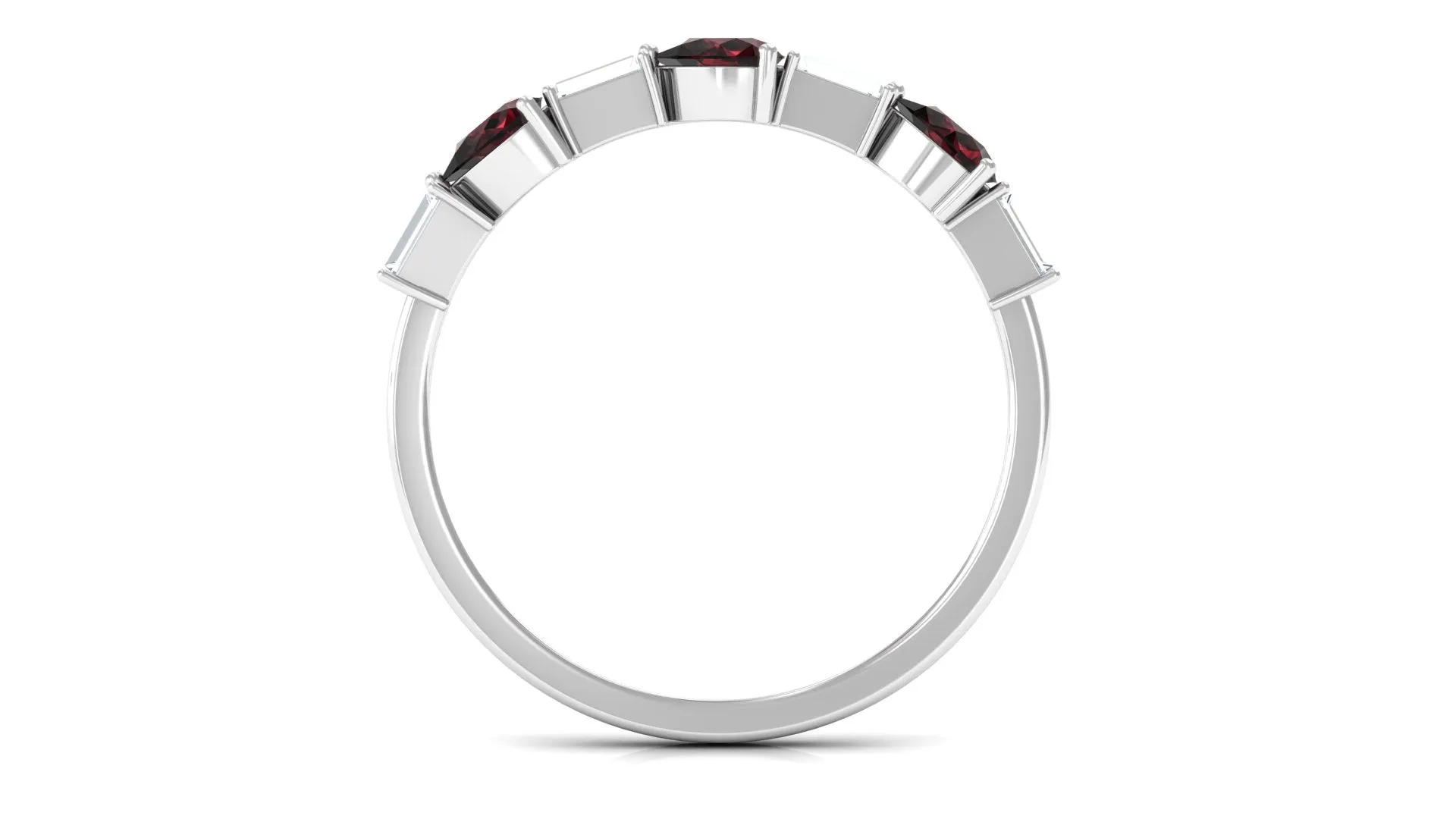 Real Garnet and Diamond East West Half Eternity Ring