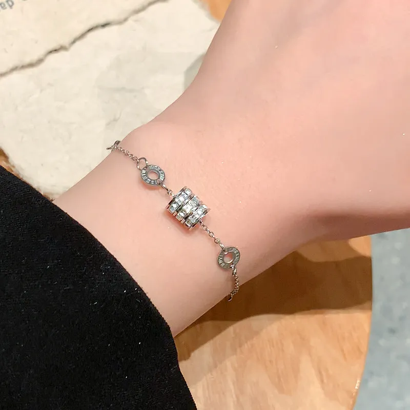 Retro Roman Small  Titanium Steel Bracelet