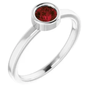 Rhodium-Plated Sterling Silver 4.5 mm Natural Mozambique Garnet Ring