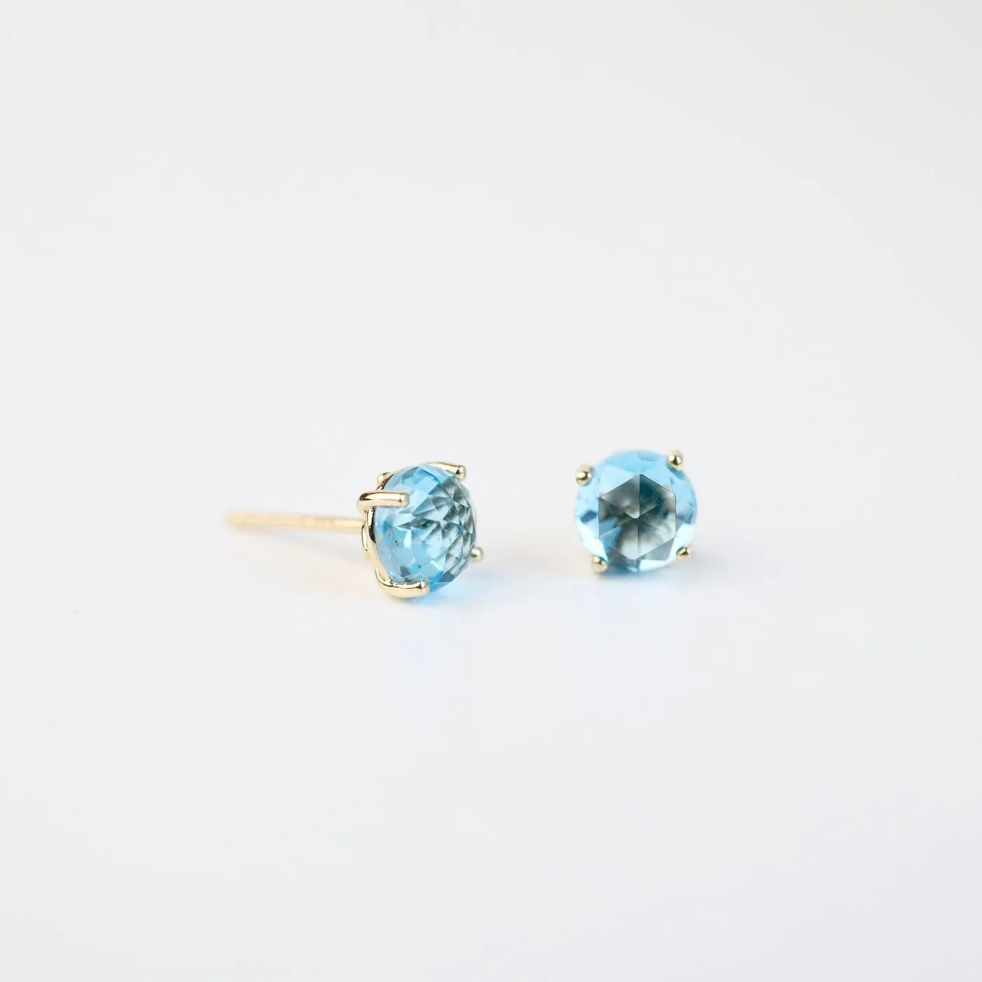 Round Swiss Blue Topaz Post Earrings