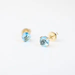 Round Swiss Blue Topaz Post Earrings