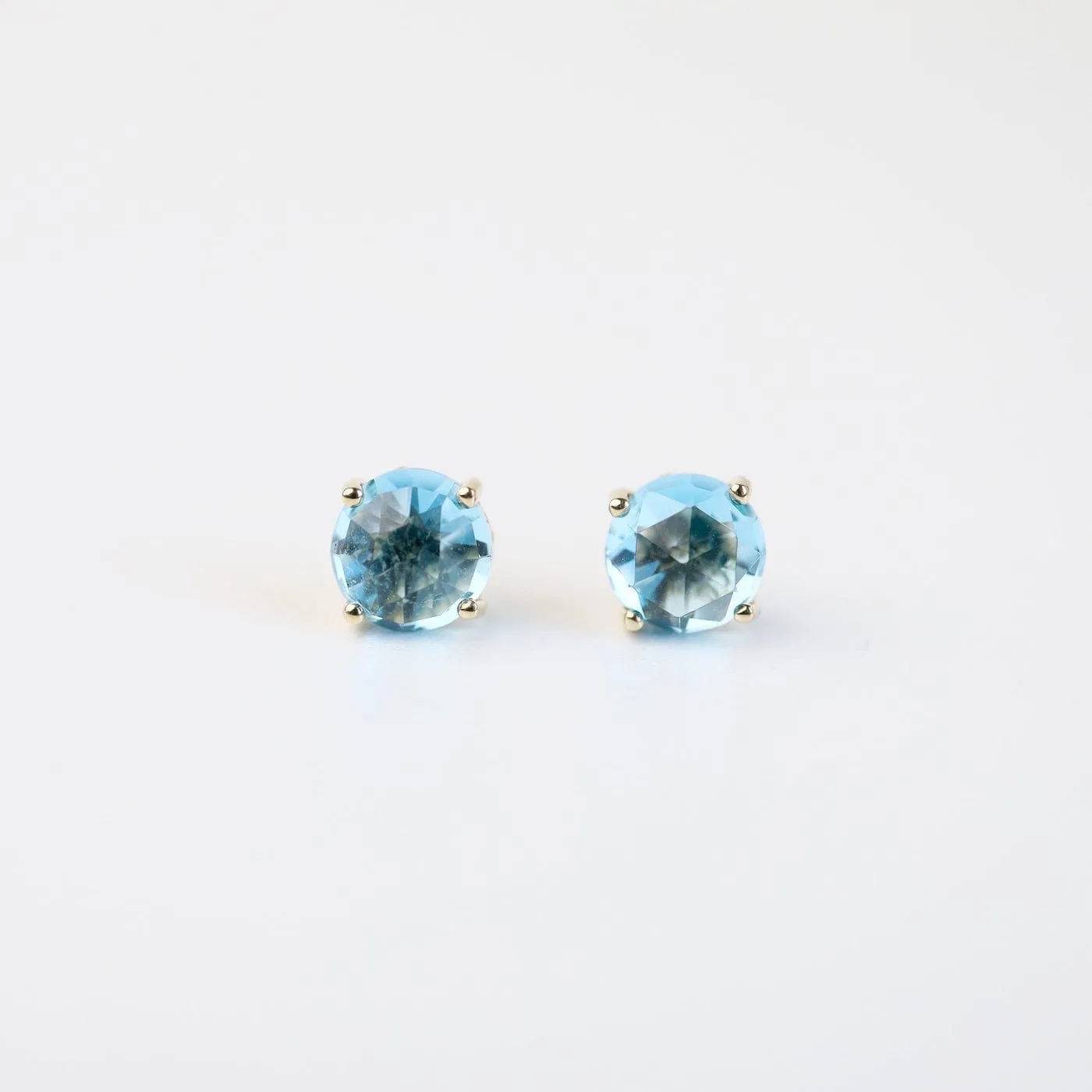 Round Swiss Blue Topaz Post Earrings