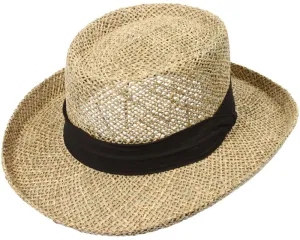 Seagrass Straw Gambler Hat - Natural Seagrass - One Size Fits Most