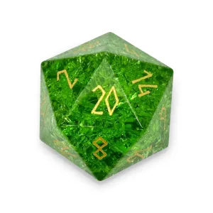 Shattered Zircon Emerald - Gold Font Boulder® 30mm Glass Dice