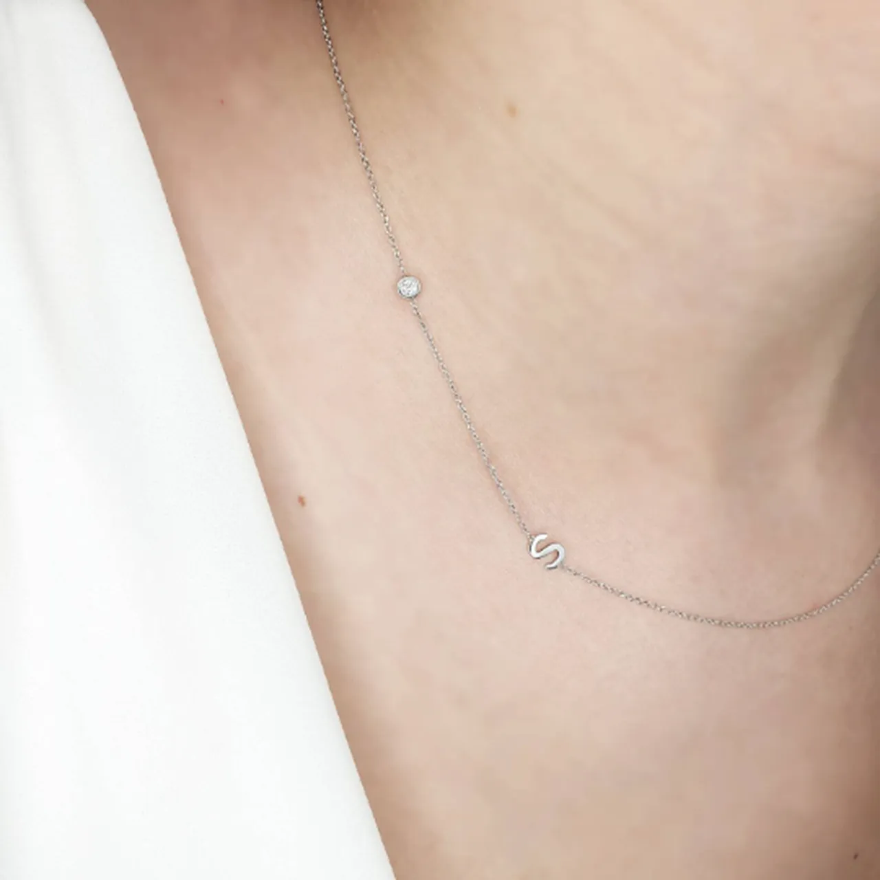 Sideways initial necklace