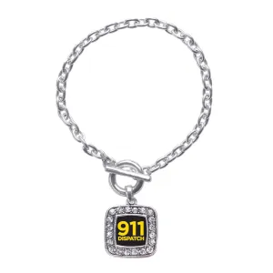 Silver 911 Dispatch Square Charm Toggle Bracelet