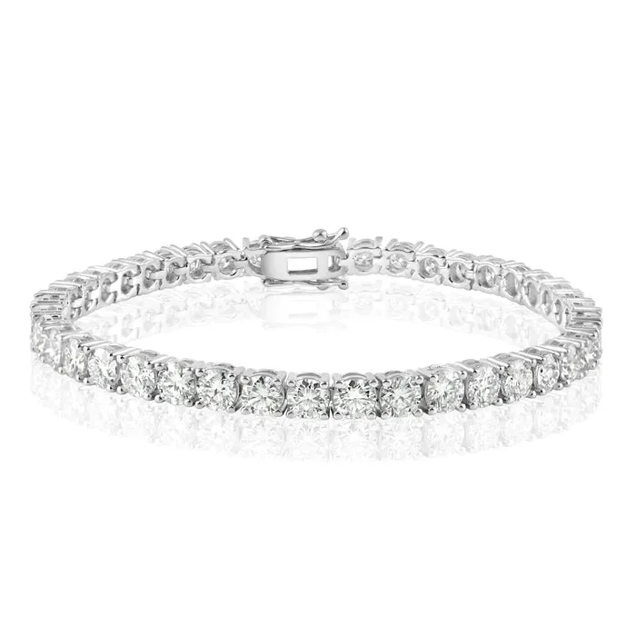 Silver 925 Rhodium Plated Moissanite Stone 4mm Tennis Bracelet