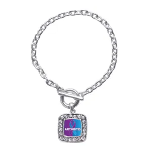 Silver Arthritis Square Charm Toggle Bracelet