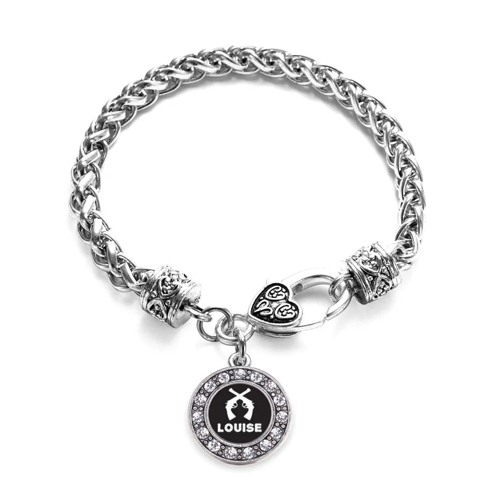 Silver Louise Circle Charm Braided Bracelet