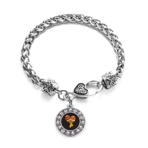 Silver Maracas Circle Charm Braided Bracelet