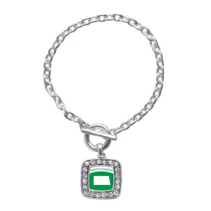 Silver North Dakota Outline Square Charm Toggle Bracelet