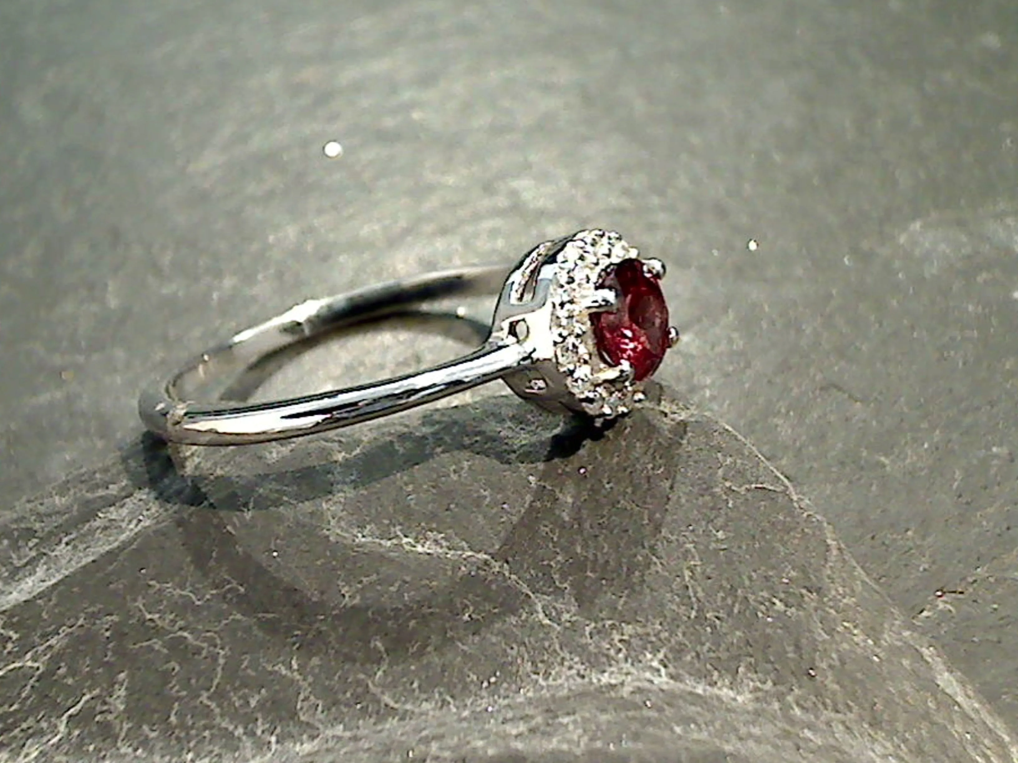 Size 6 Garnet, CZ, Sterling Silver Ring