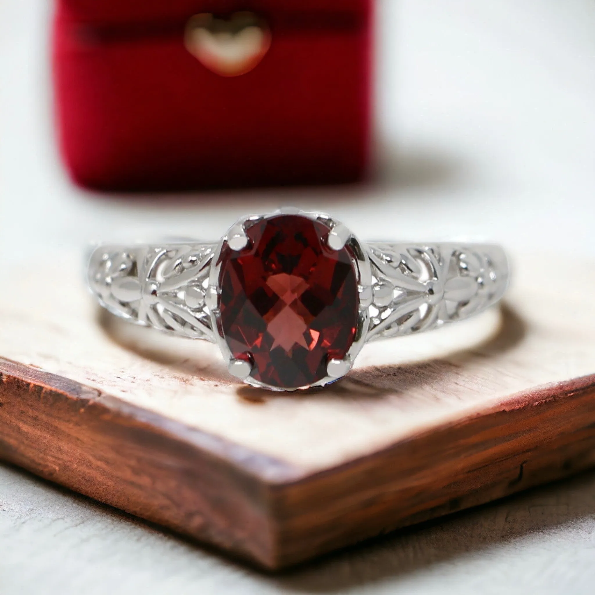 Sterling Silver and Garnet Ring