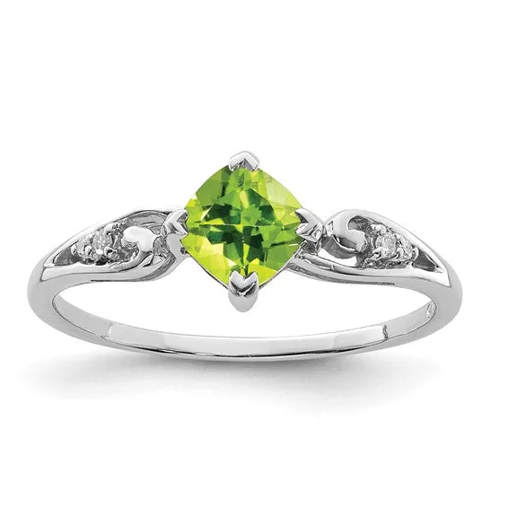 Sterling Silver Cushion Cut Gemstone and Diamond Rings