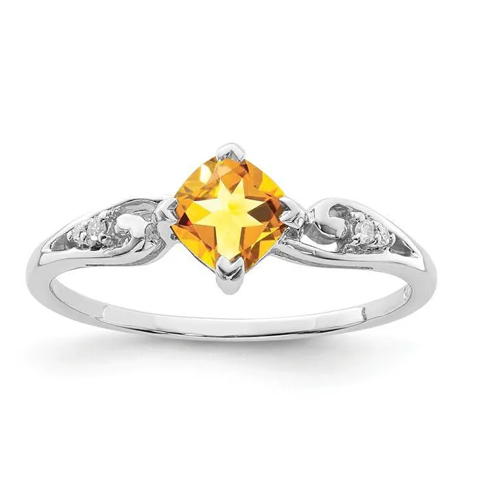 Sterling Silver Cushion Cut Gemstone and Diamond Rings