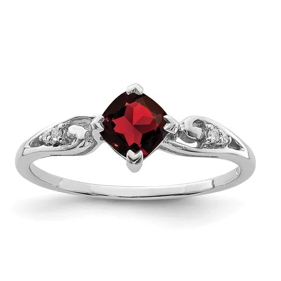 Sterling Silver Cushion Cut Gemstone and Diamond Rings