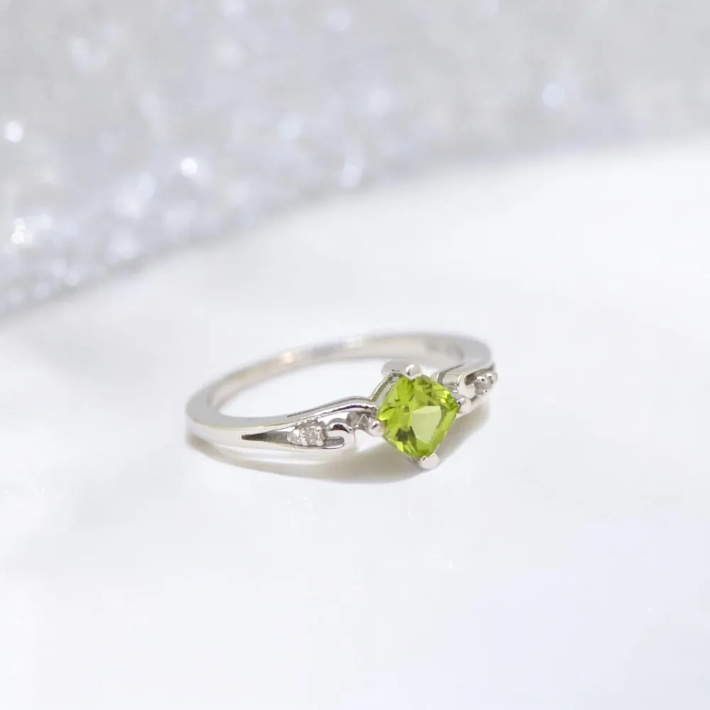 Sterling Silver Cushion Cut Gemstone and Diamond Rings