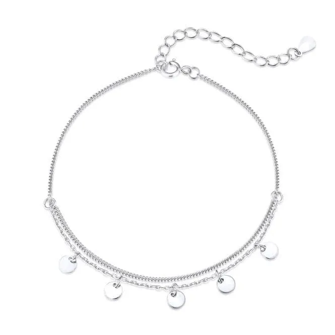 Sterling Silver Rhodium Plated Disc Charm Bracelet ERLB016