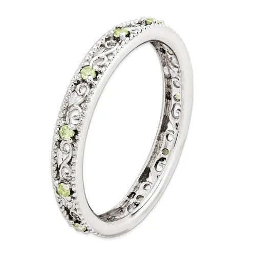 Sterling Silver Stackable Expressions Peridot Filigree Ring