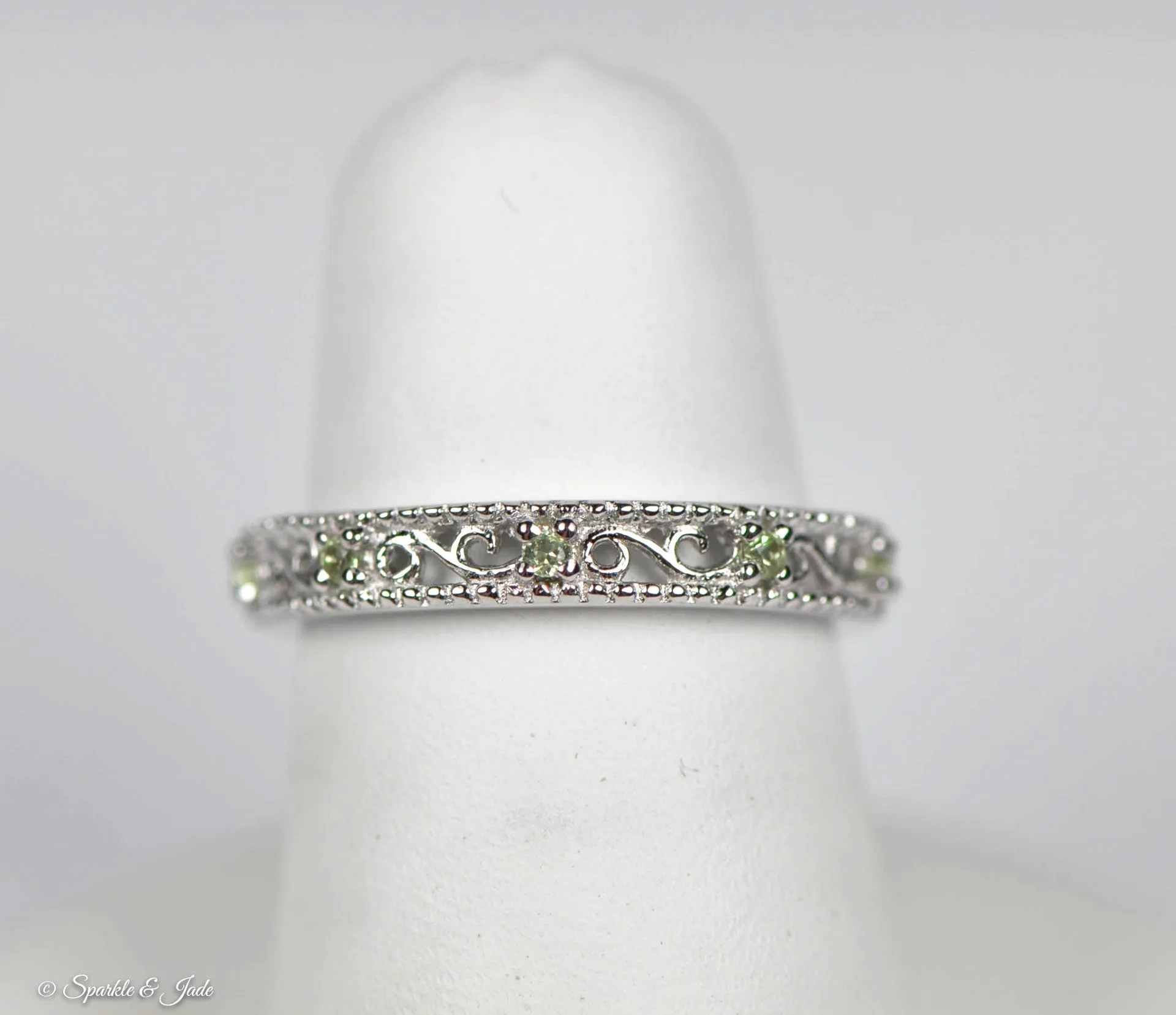 Sterling Silver Stackable Expressions Peridot Filigree Ring