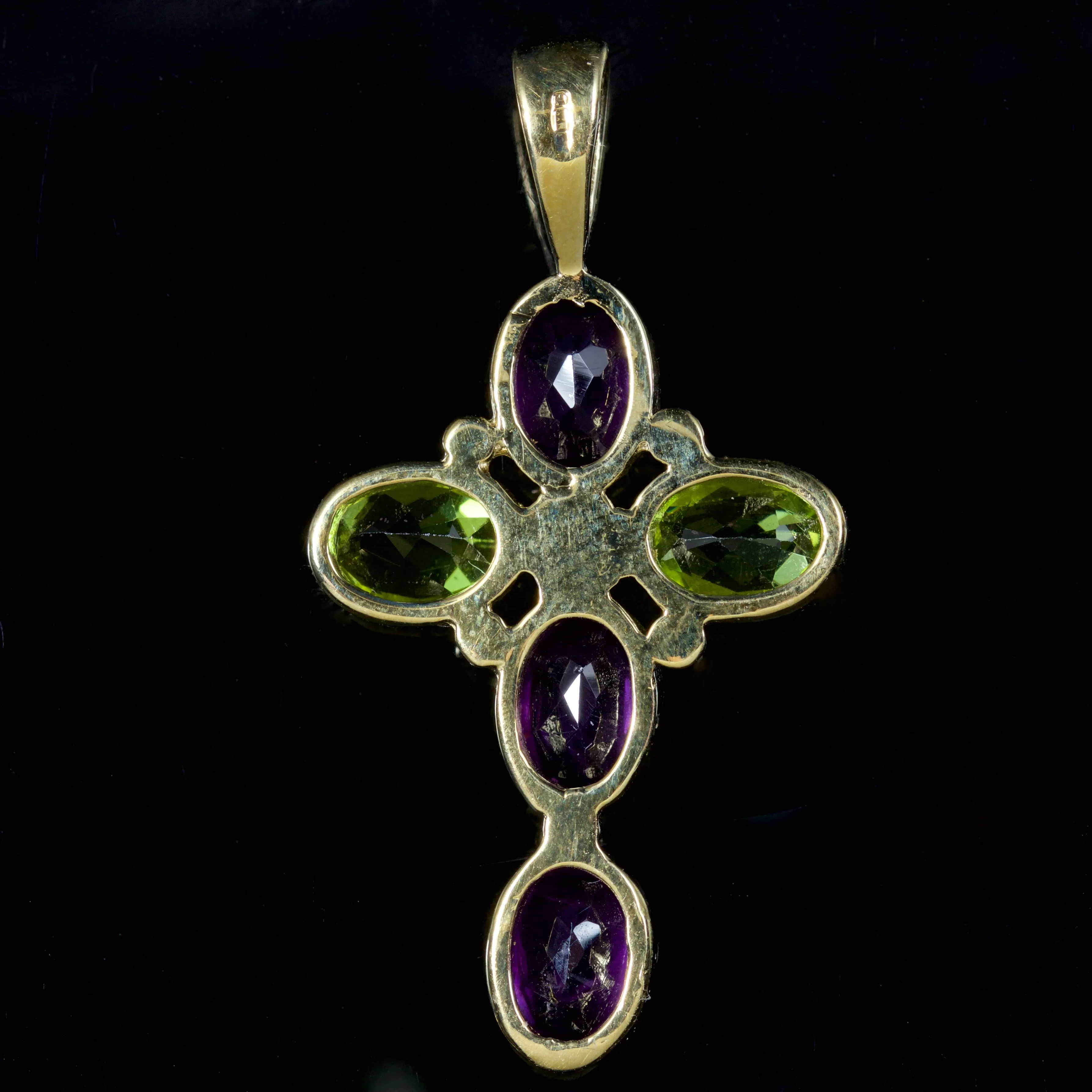 Suffragette Cross 9Ct Pendant Amethyst Peridot Pearl